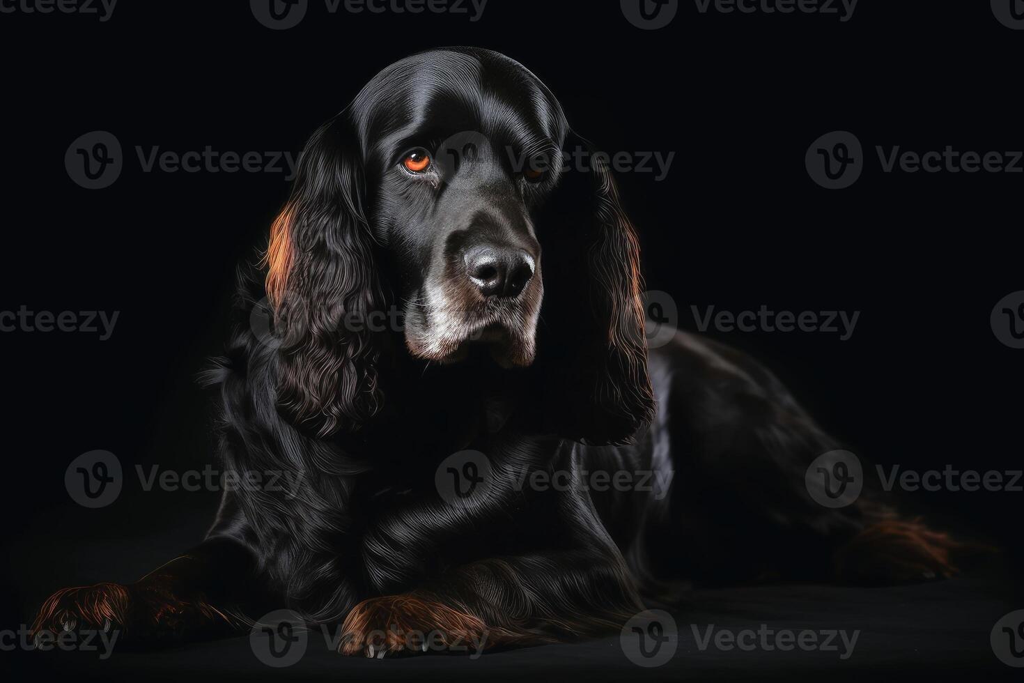 Portrait of a cute english cocker spaniel dog created with technology. photo