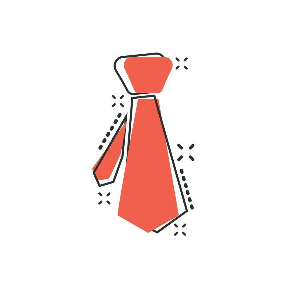 icono de corbata de dibujos animados de vector en estilo cómico. pictograma de ilustración de signo de corbata. atar el concepto de efecto de salpicadura de negocios.