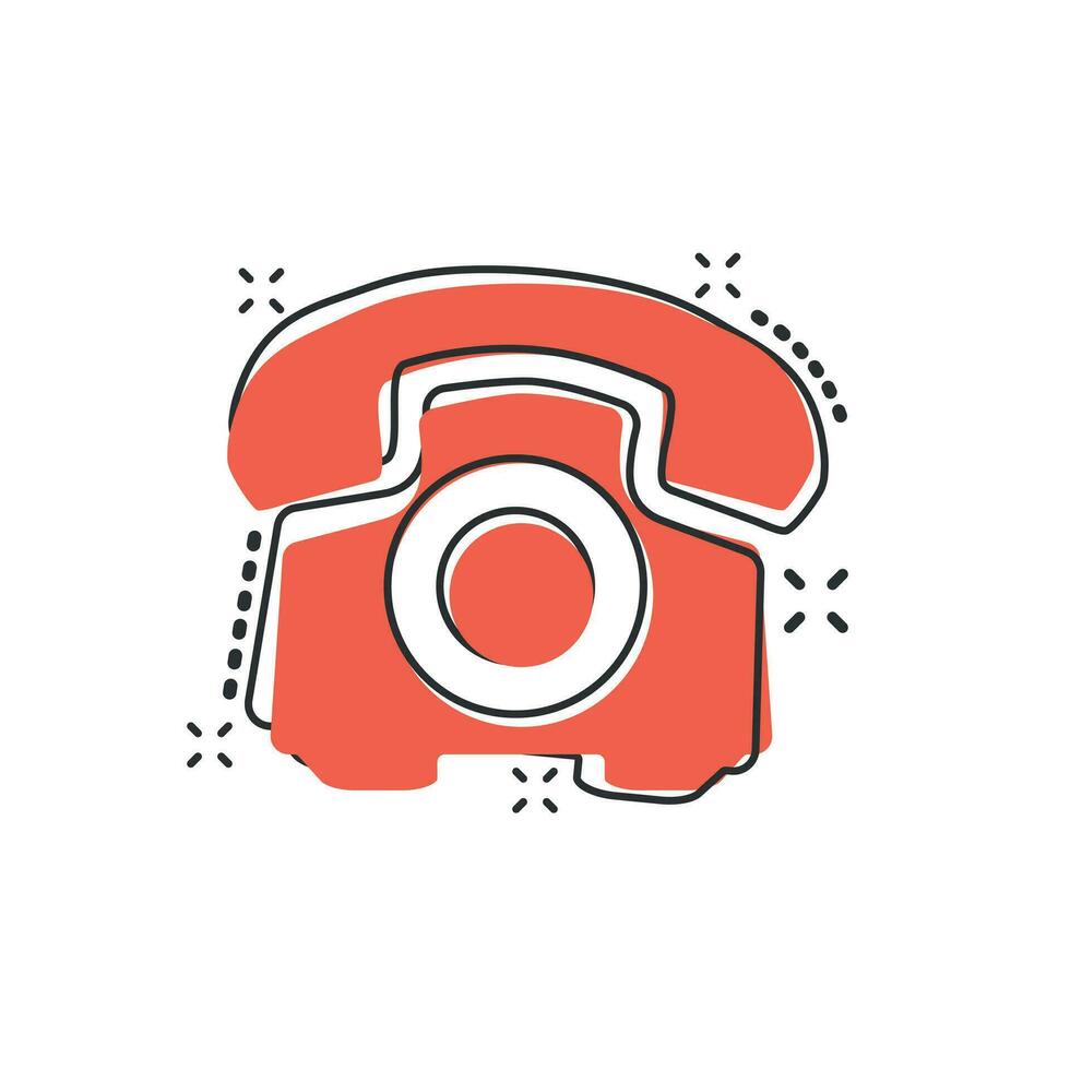 Vector cartoon phone icon in comic style. Telephone sign illustration pictogram. Phone business splash effect concept.