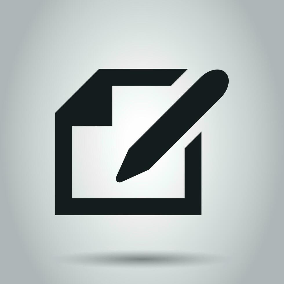 Notepad edit document with pencil icon. Vector illustration. Business concept note edit pictogram.