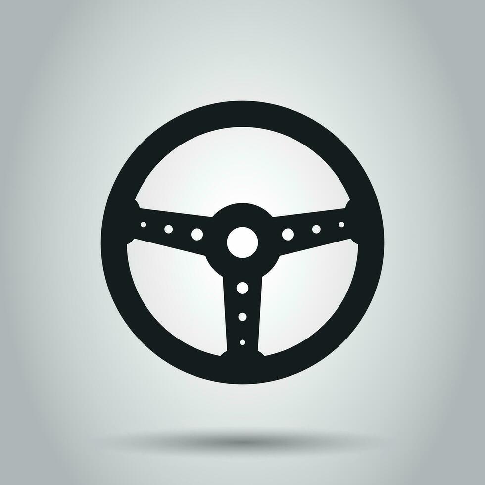 Steering wheel icon. Vector illustration. Business concept car wheel pictogram.