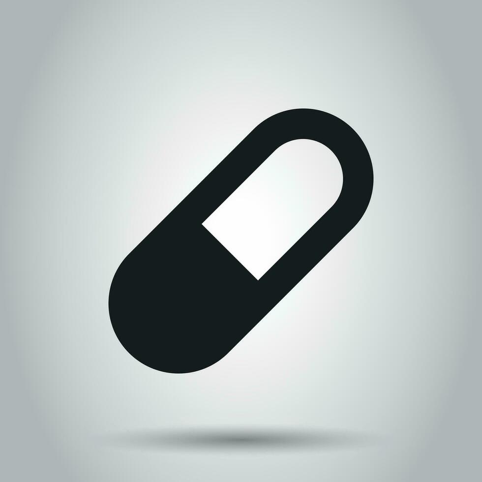 Pill vector icon in flat style. Tablet illustration pictogram. Capsule medical concept.