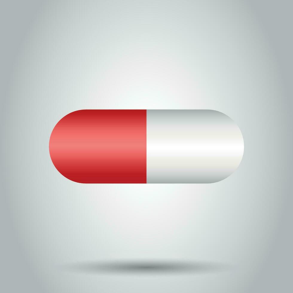 Pill vector icon in flat style. Tablet illustration pictogram. Capsule medical concept.