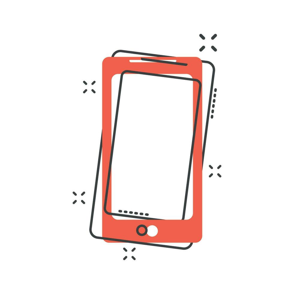 Cartoon smartphone icon in comic style. Mobile phone illustration pictogram. Smartphone splash business concept. vector