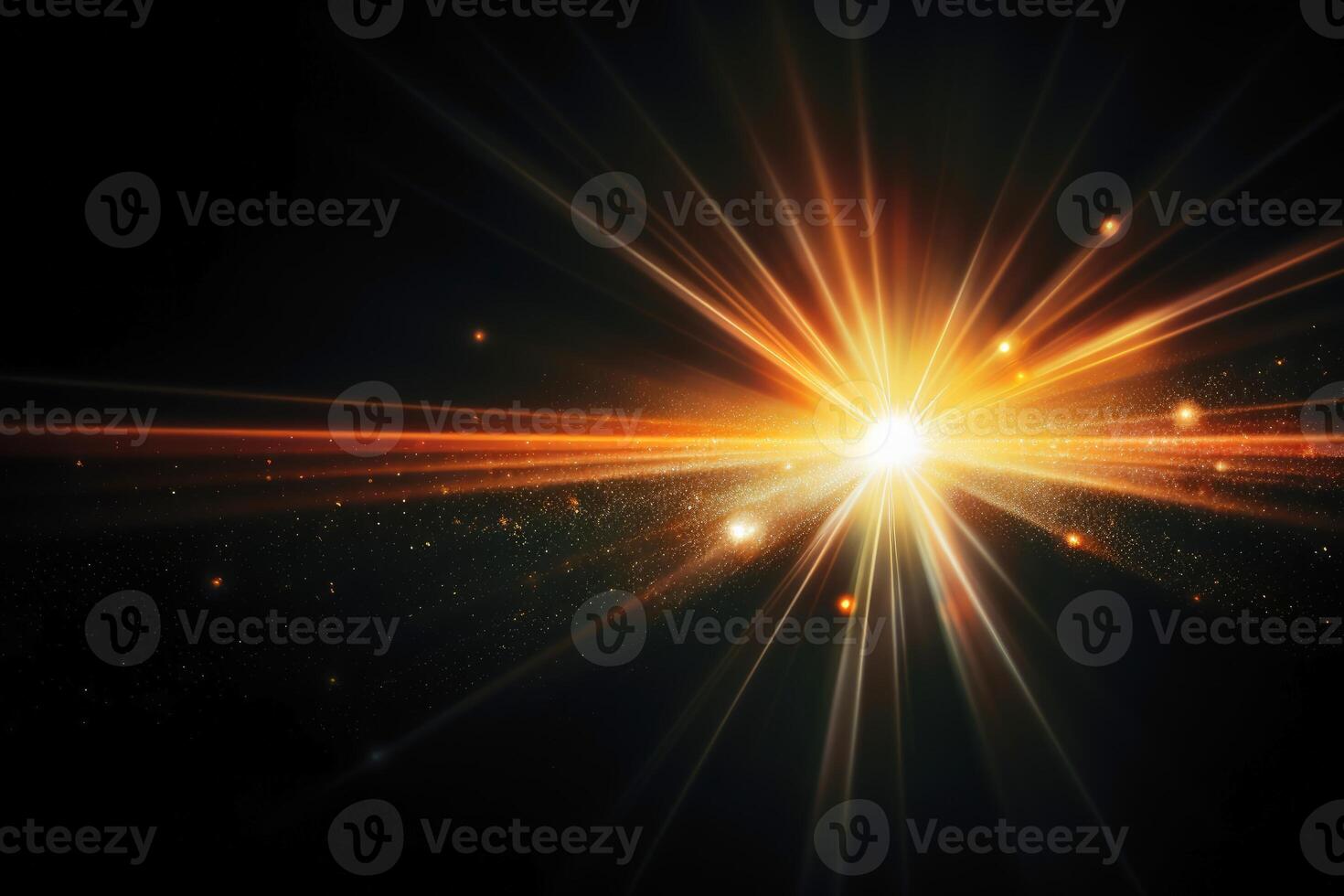 Lens flare on black background created with technology. photo