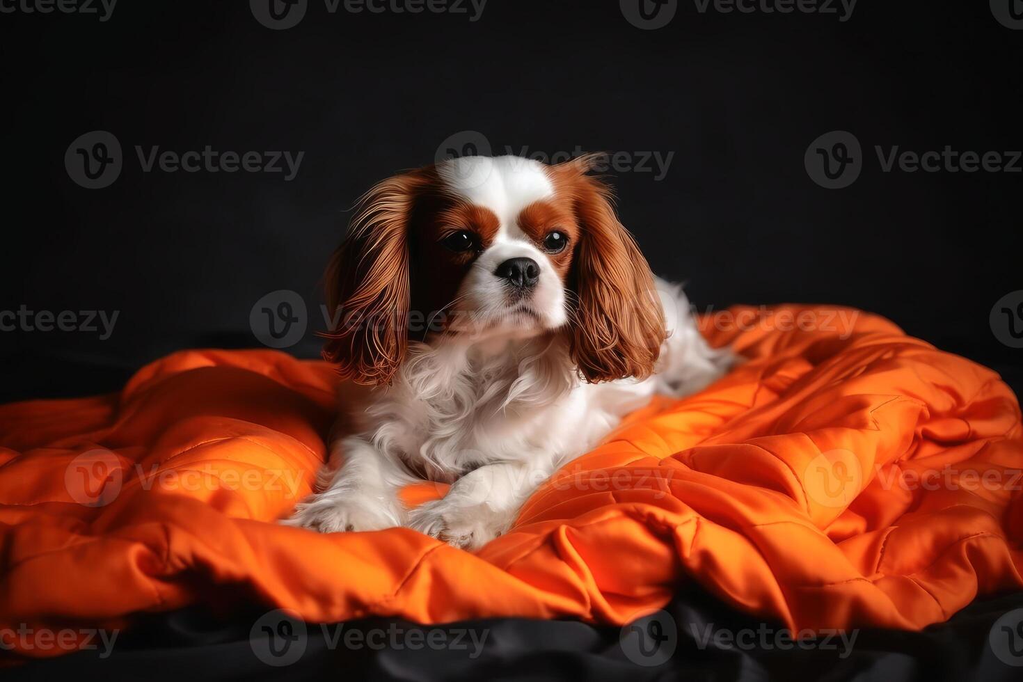 Portrait of a cute cavalier King charles spaniel dog created with technology. photo