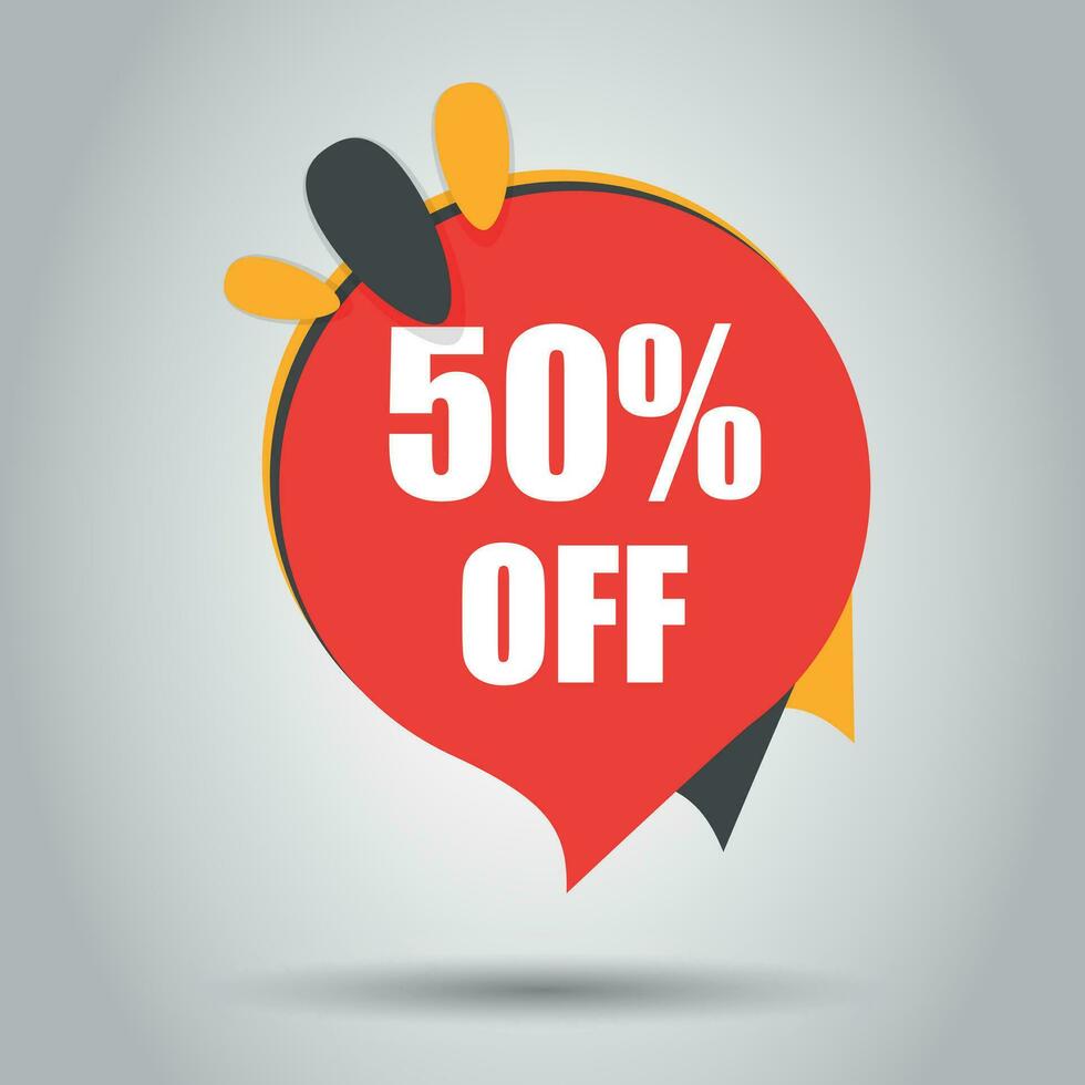 Sale 50 off discount price tag icon. Vector illustration. Business concept price discount pictogram.