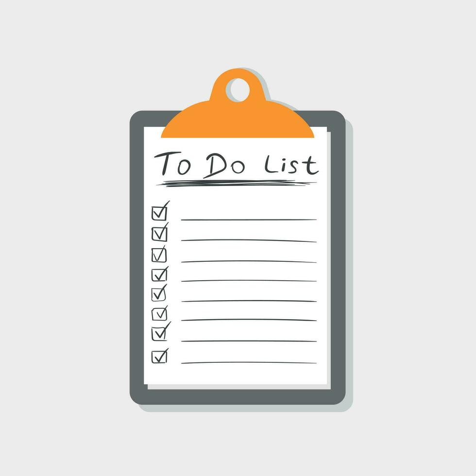 To do list icon with hand drawn text. Checklist, task list vector illustration in flat style on white background.