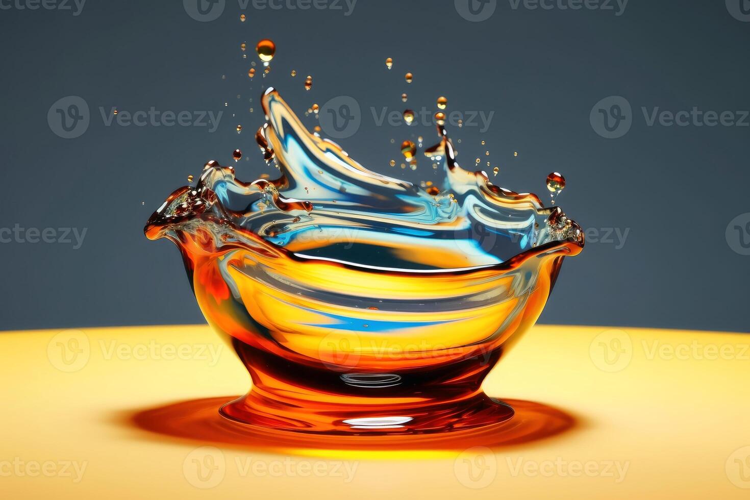 A liquid splashing artwork in beautiful colors created with technology. photo