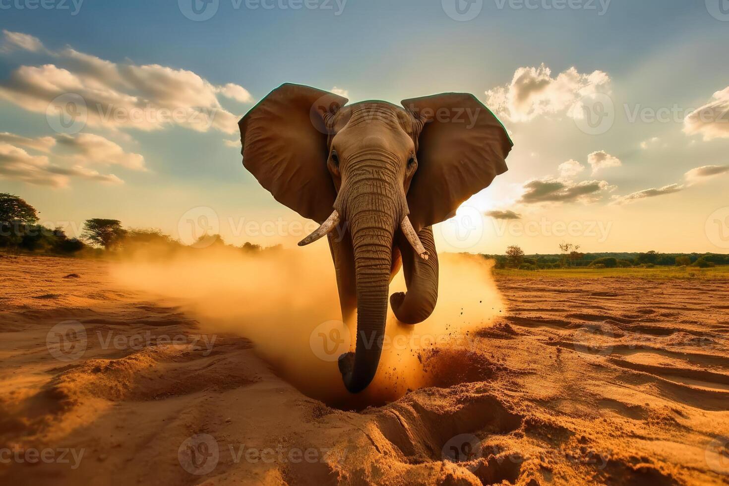 A close up portrait of mesmerizing elephant photography created with technology. photo