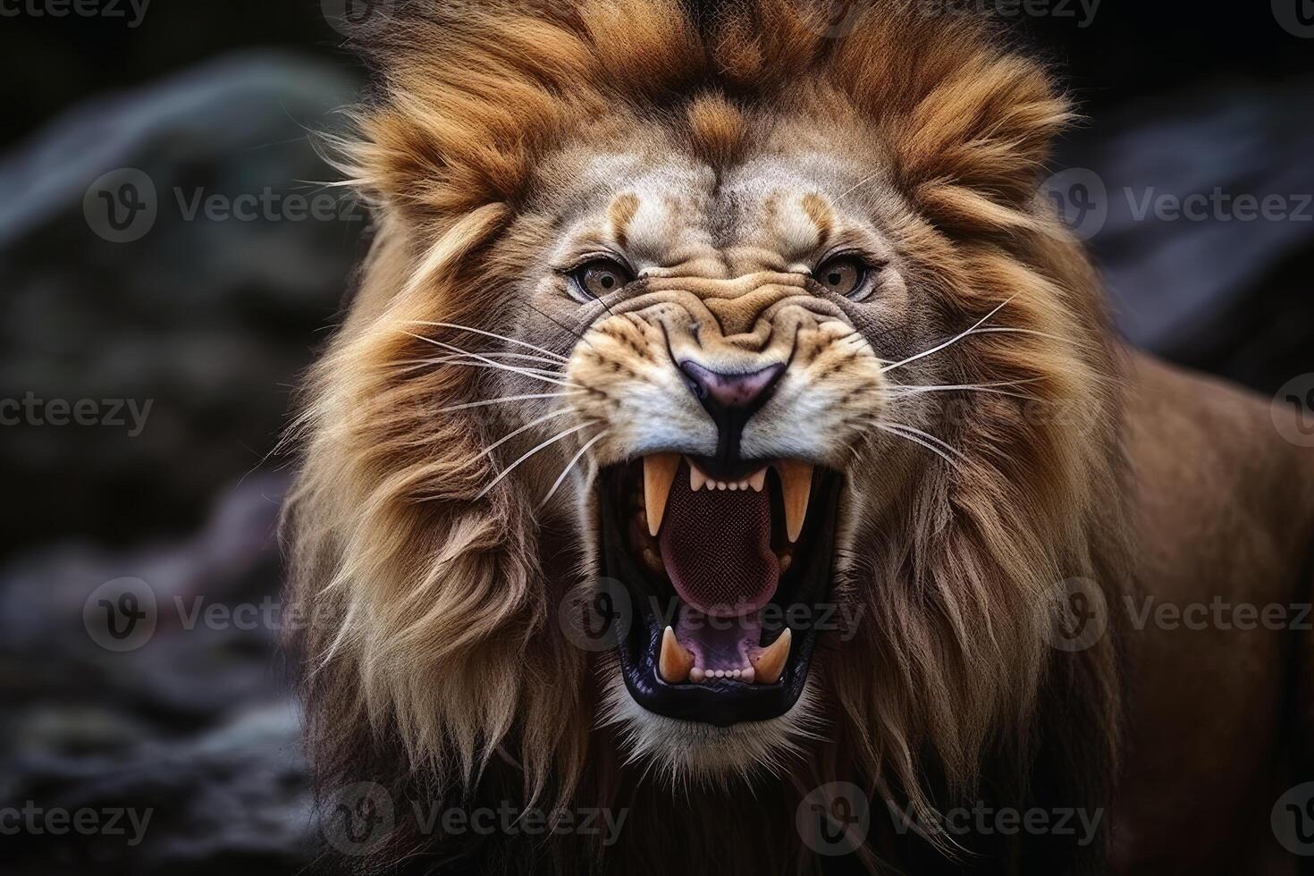 Close up portrait of and angry animal created with technology. photo