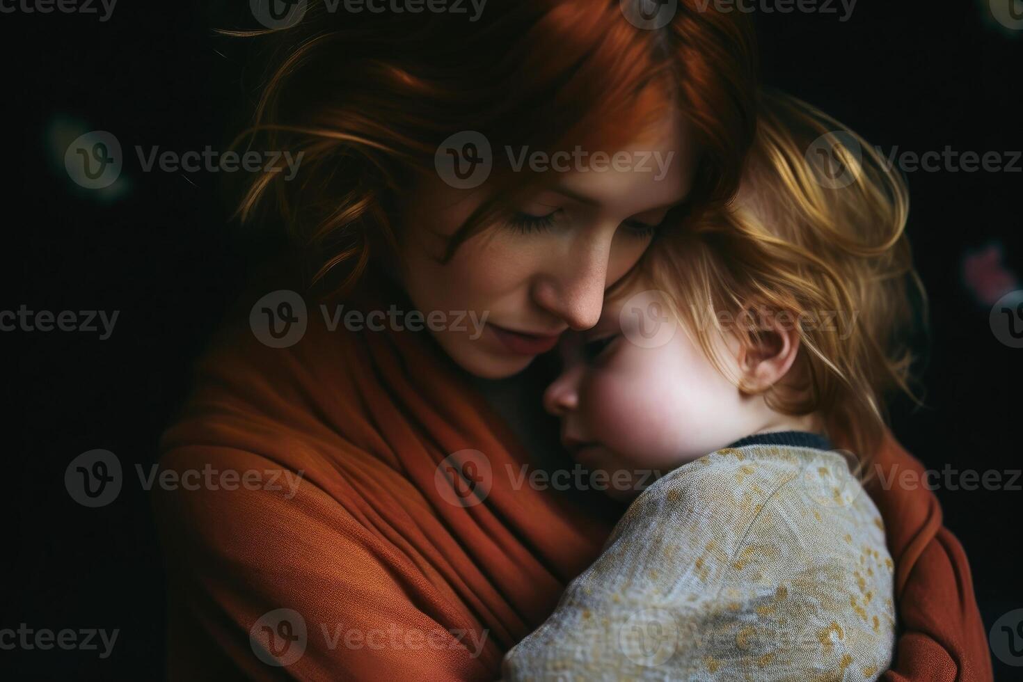 A mother holding her baby in her arms created with technology. photo