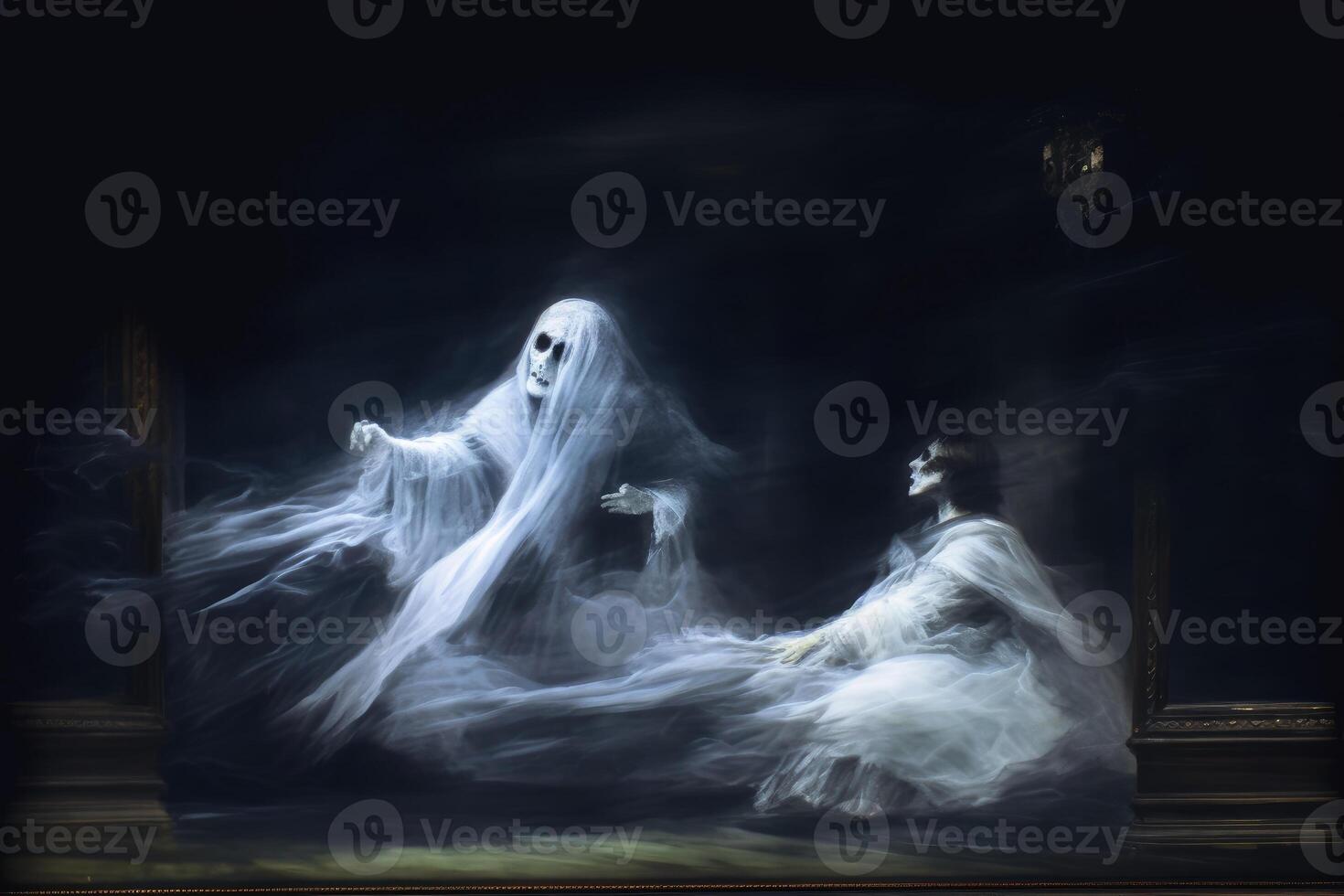 A ghost in an old room created with technology. photo