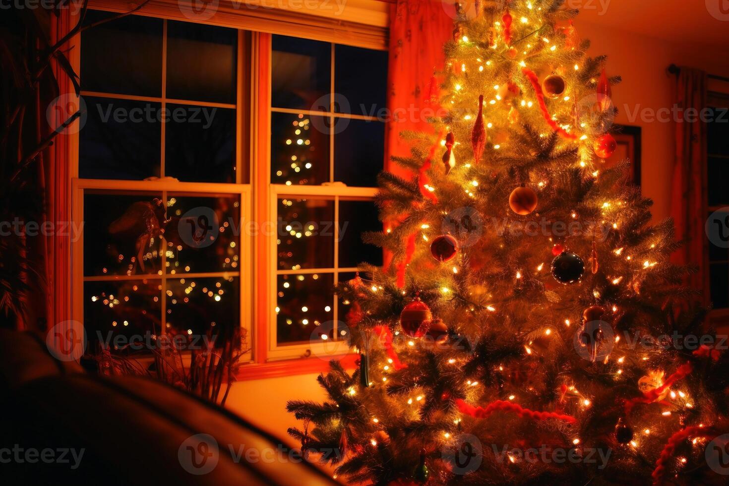 Beautiful christmas tree created with technology. photo