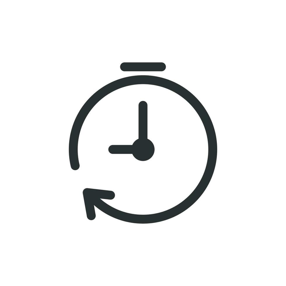 Clock timer icon in flat style. Time alarm illustration on white isolated background. Stopwatch clock business concept. vector