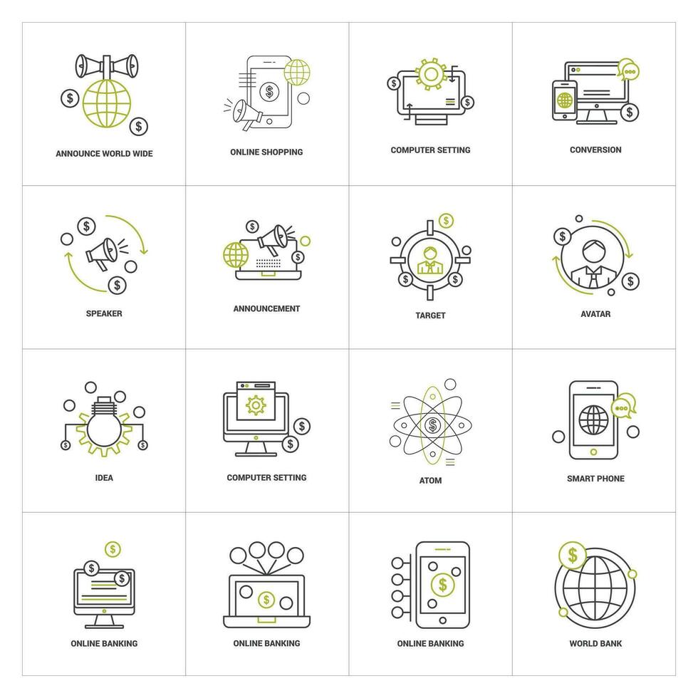digital márketing icono conjunto vector ilustración