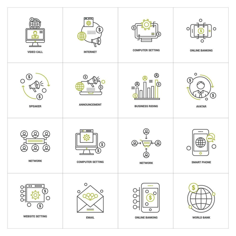 digital márketing icono conjunto vector ilustración