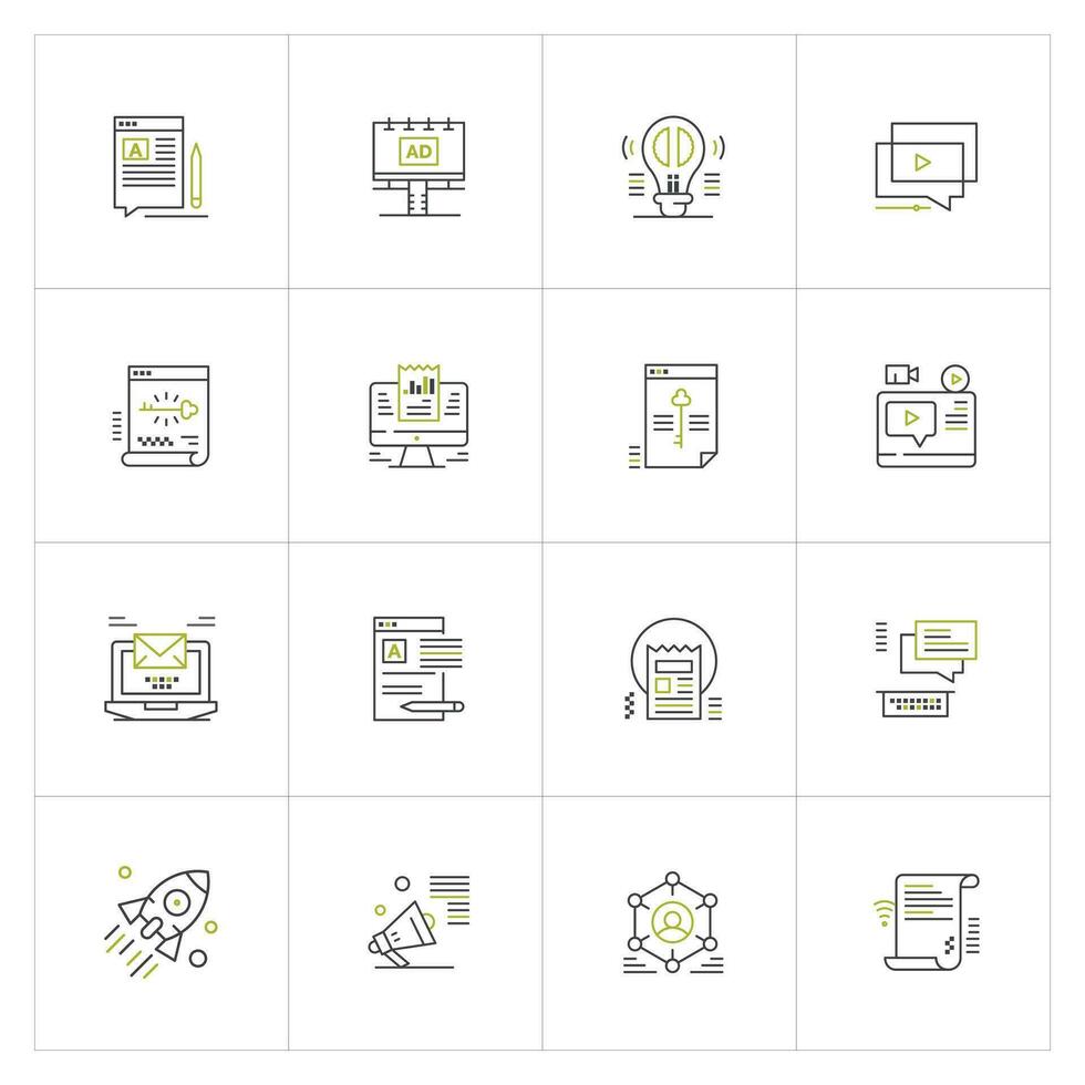 digital márketing icono conjunto vector ilustración