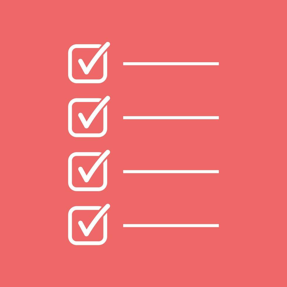 To do list icon. Checklist, task list vector illustration in flat style. Reminder concept icon on red background.