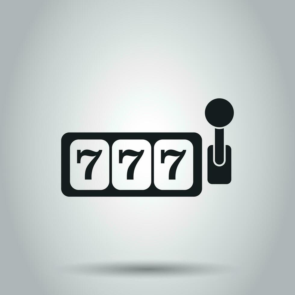 Casino slot machine flat vector icon. 777 jackpot illustration pictogram. Business concept simple flat pictogram on isolated background.