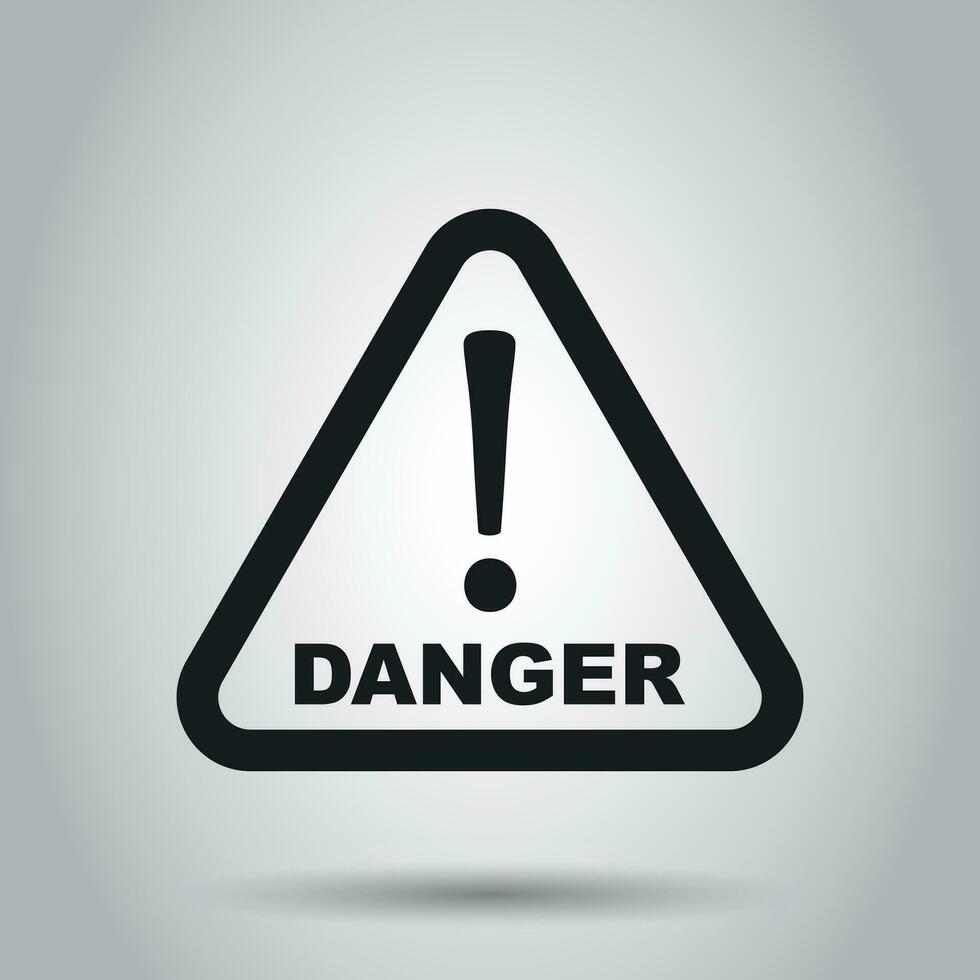 Danger sign vector icon. Attention caution illustration. Business concept simple flat pictogram.