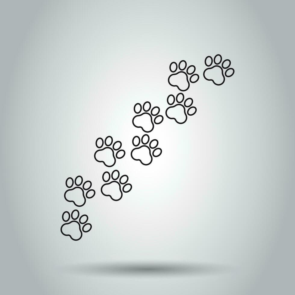 Paw print animal icon in line style. Vector illustration on isolated background. Business concept dog or cat pawprint pictogram.