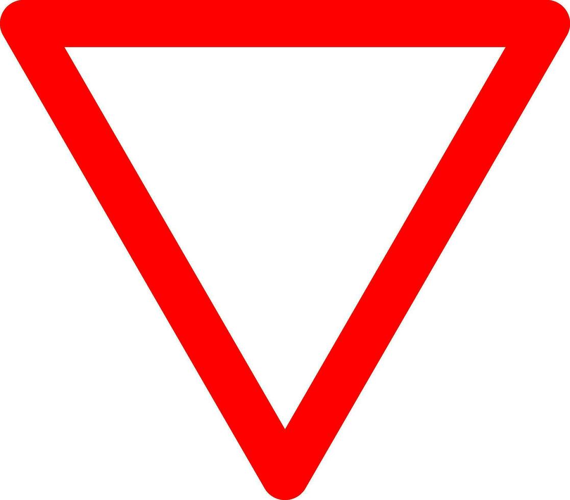 Give way sign. Warning sign to give way to vehicles. Red triangle sign with a clean white background. Caution crossroads. Road sign. Stop. vector