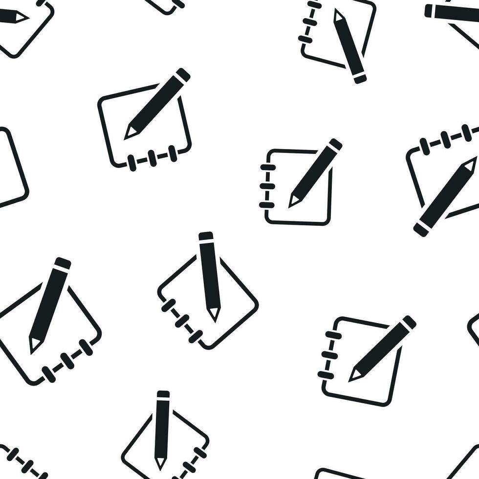 Notepad edit document with pencil icon seamless pattern background. Business concept vector illustration. Note edit symbol pattern.