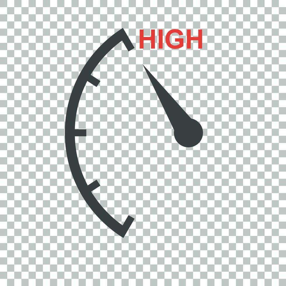 Speedometer, tachometer, fuel low level icon. Flat vector illustration on isolated background