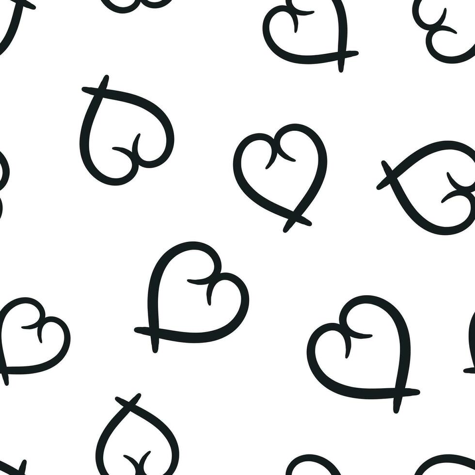 Hand drawn hearts icon seamless pattern background. Business concept vector illustration. Love sketch doodle heart symbol pattern.