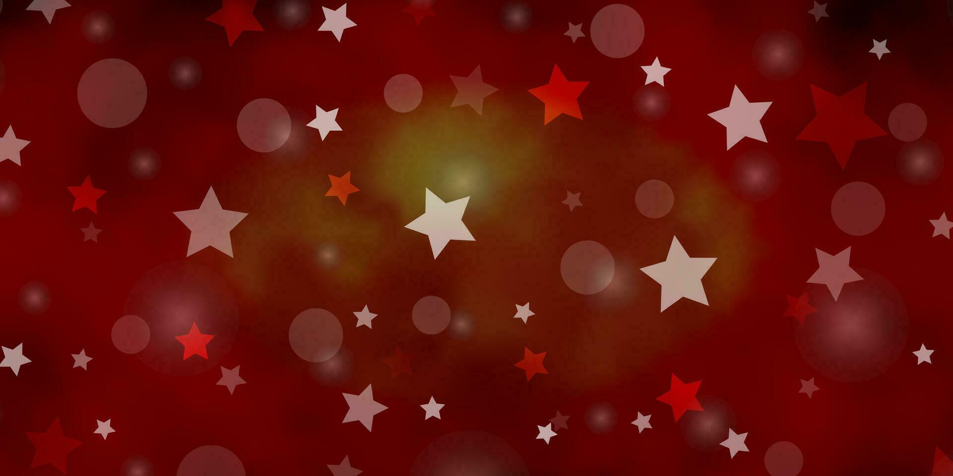 textura de vector naranja oscuro con círculos, estrellas.