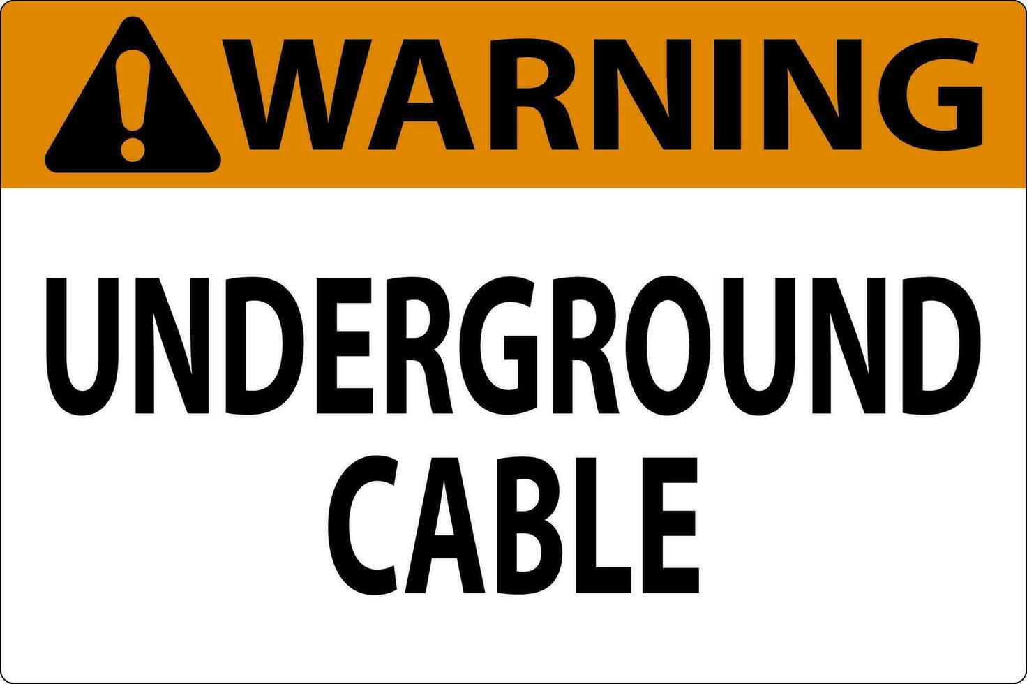 Warning Sign Underground Cable On White Bacground vector