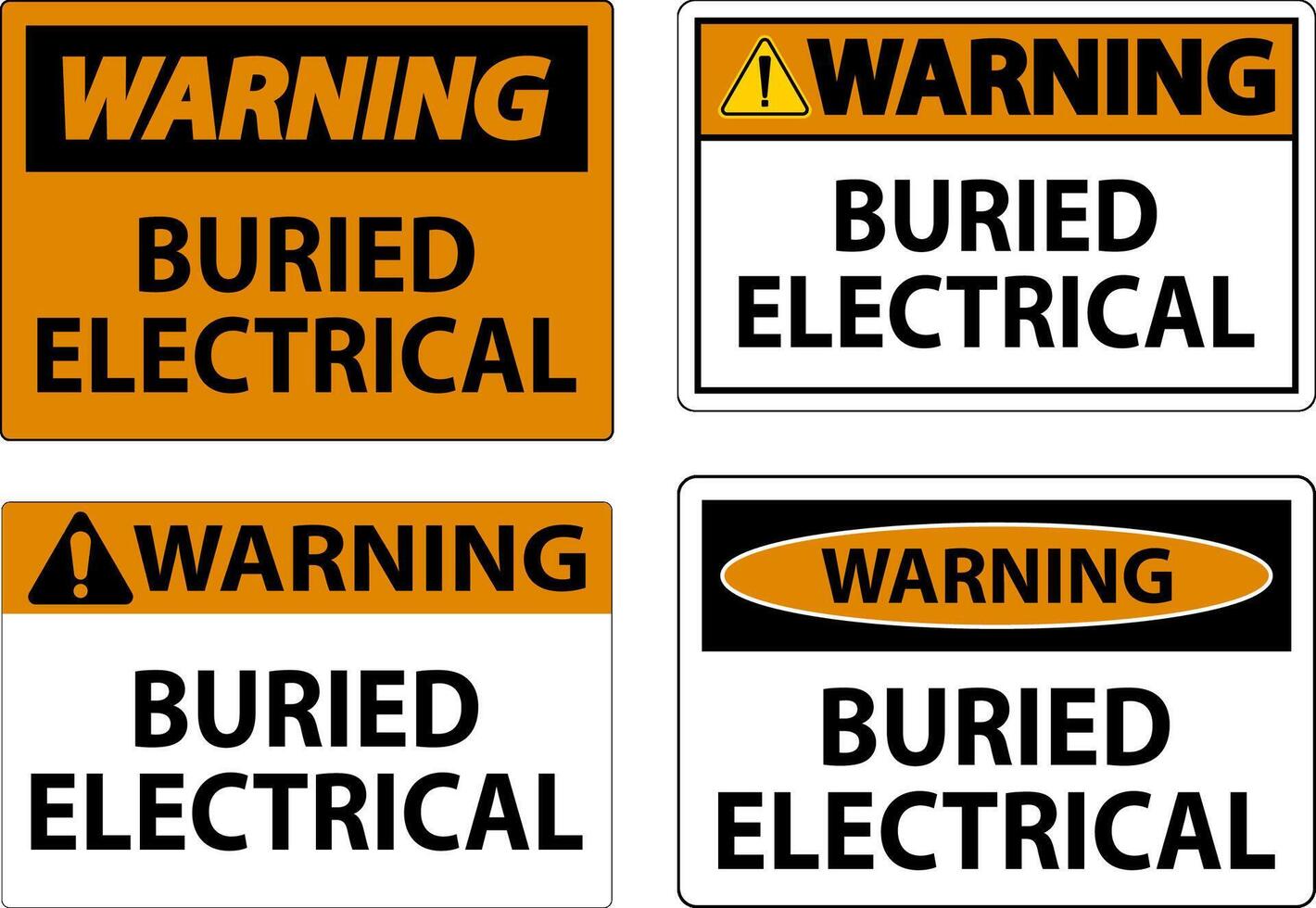 Warning Sign Buried Electrical On White Bacground vector