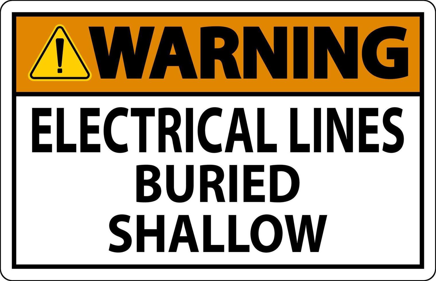 Warning Sign Electrical Lines, Buried Shallow On White Bacground vector