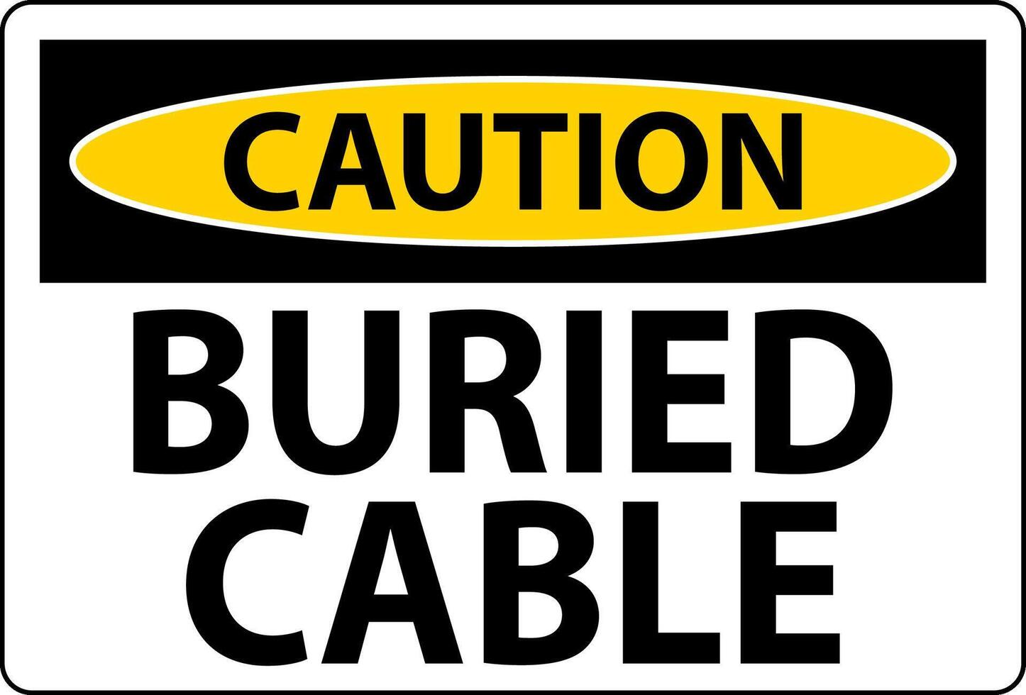 Caution Sign Buried Cable On White Background vector