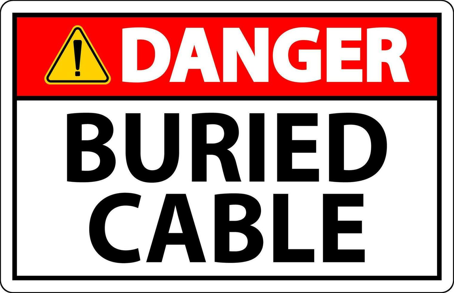 Danger Sign Buried Cable On White Background vector