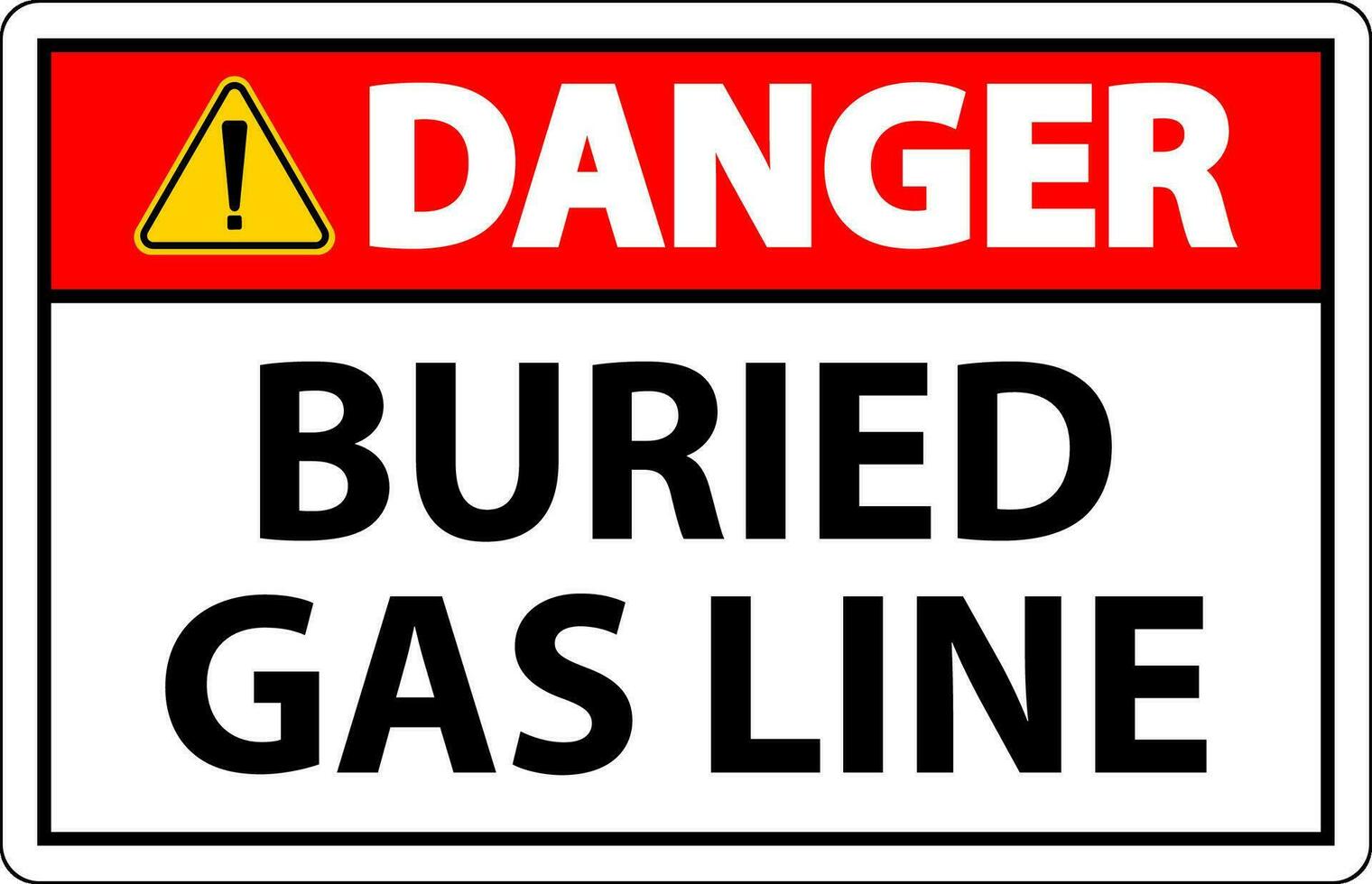 Danger Sign Buried Gas Line On White Background vector