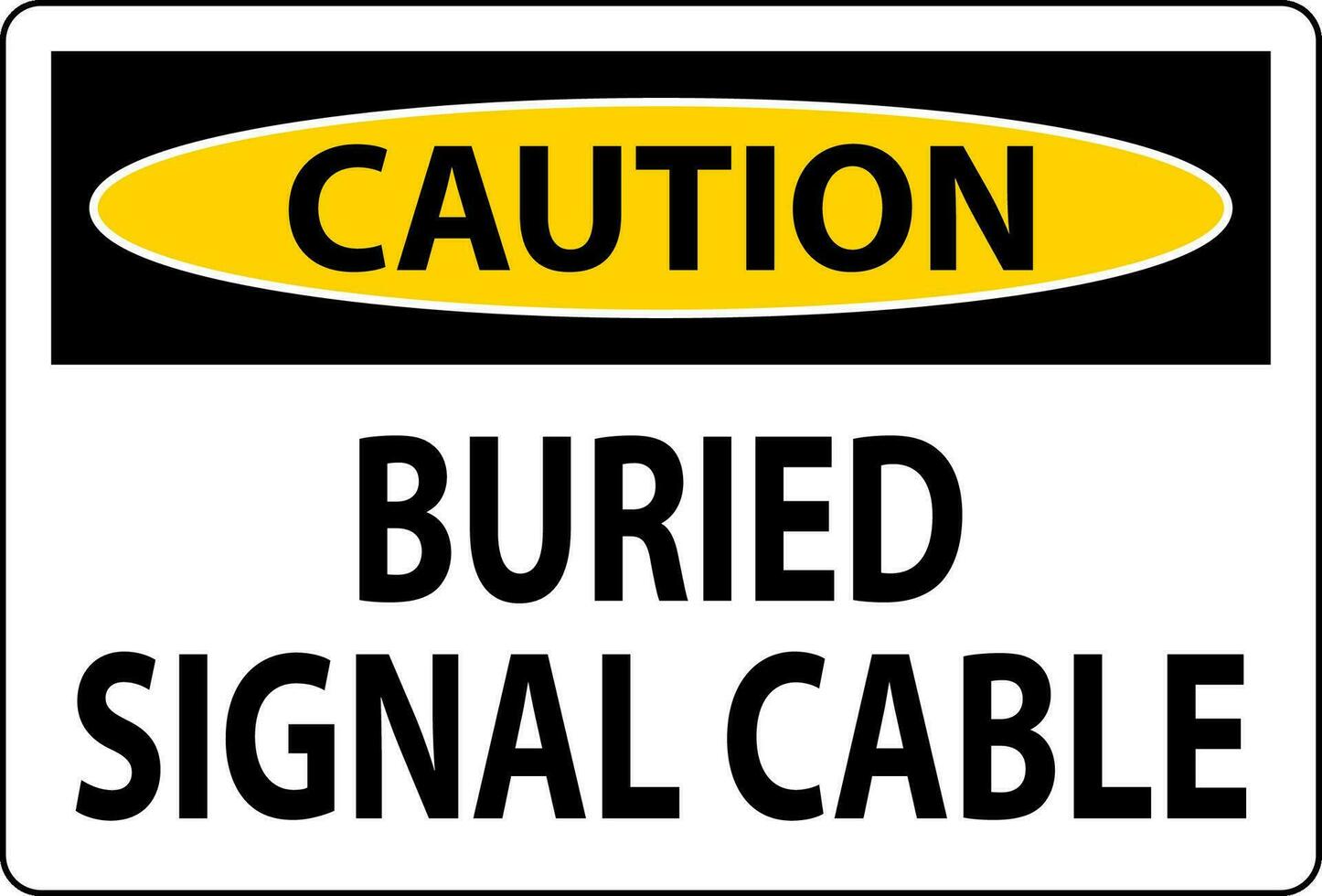 Caution Sign Buried Signal Cable On White Bacground vector