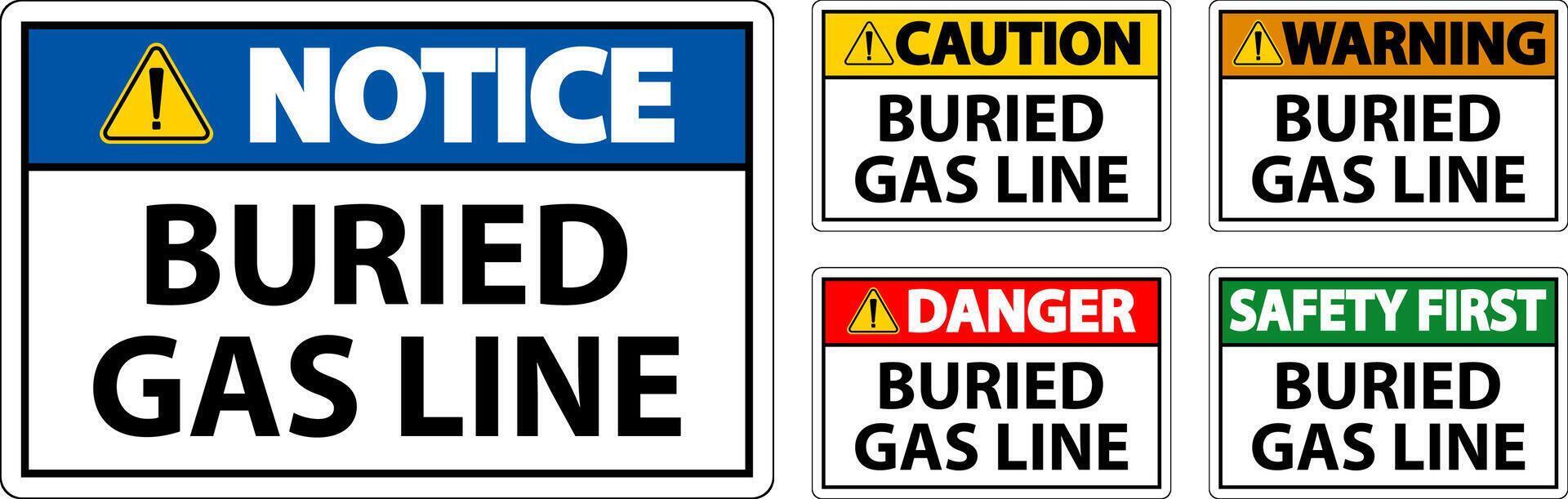 Caution Sign Buried Gas Line On White Background vector