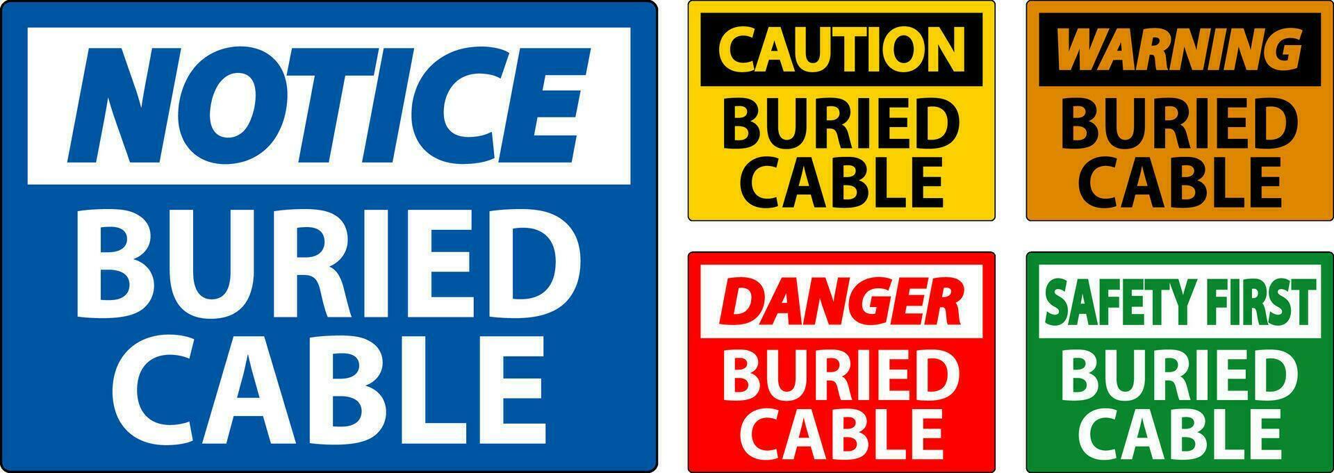 Danger Sign Buried Cable On White Background vector