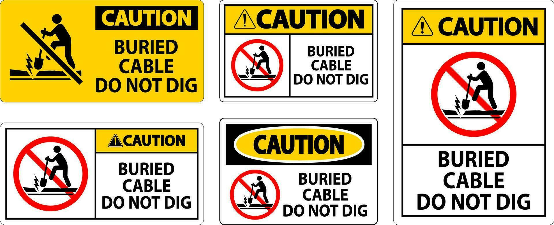 Caution Sign Buried Cable, Do Not Dig On White Background vector