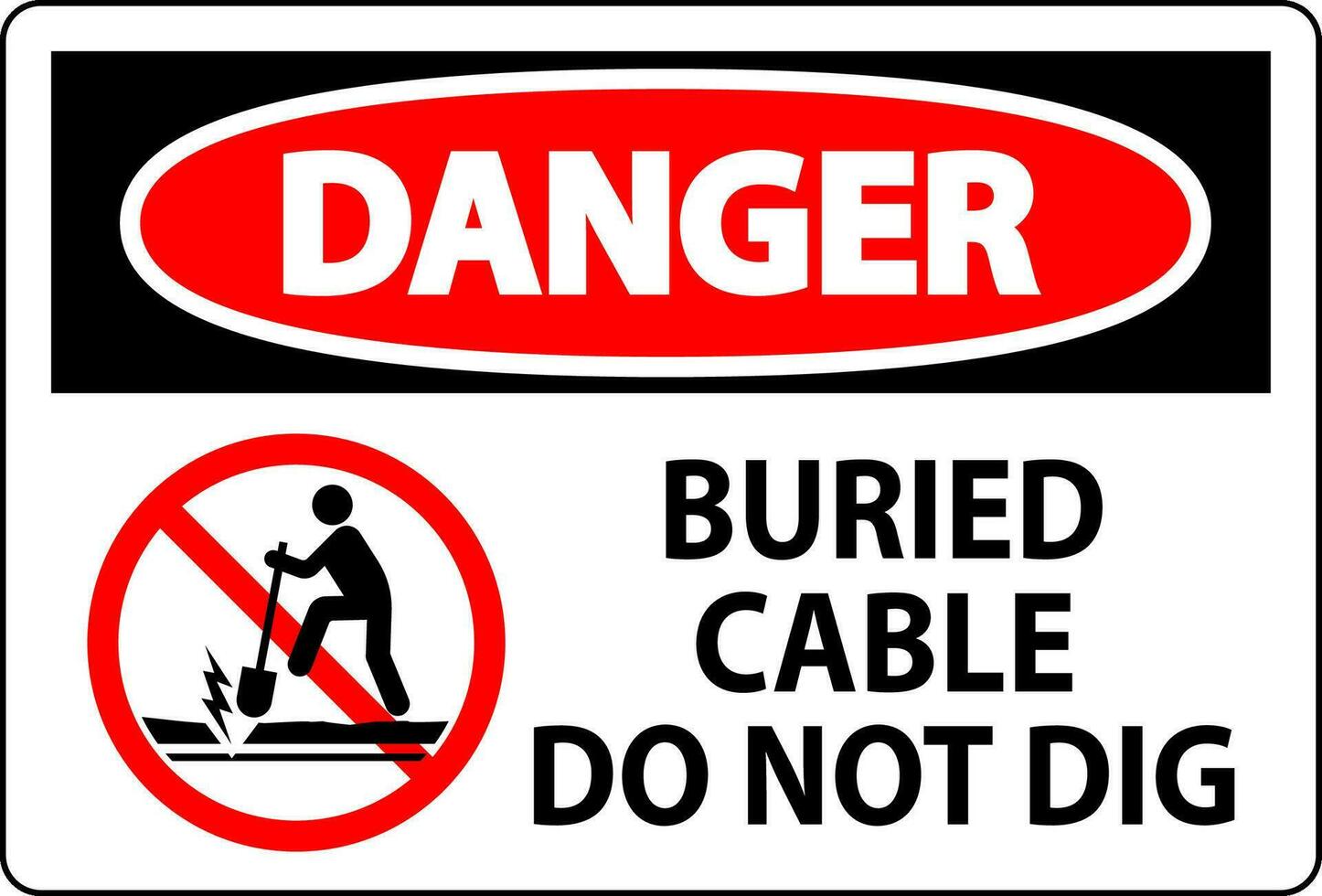 peligro firmar enterrado cable, hacer no cavar en blanco antecedentes vector