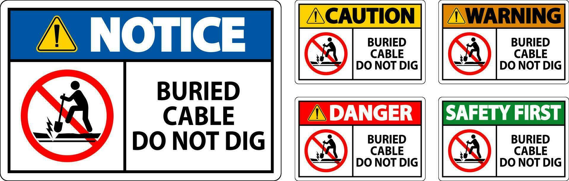 Danger Sign Buried Cable, Do Not Dig On White Background vector