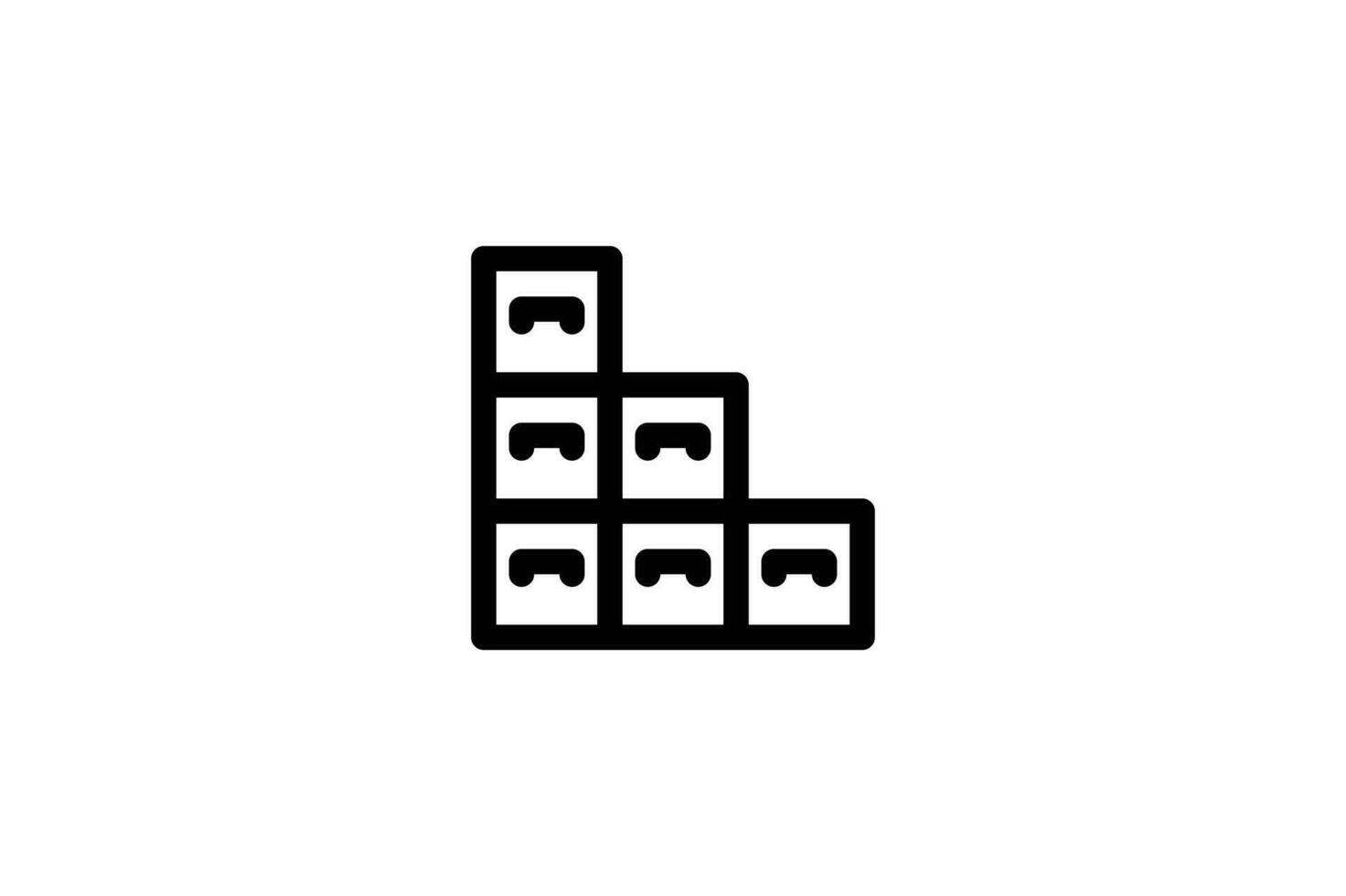 Stair drawer icon interior line style free vector
