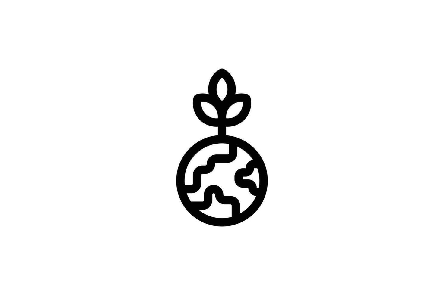 Planting earth icon pollution line style free vector