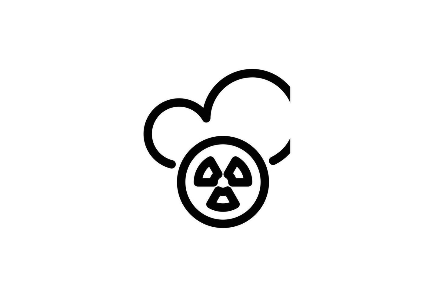nuclear nube icono contaminación línea estilo gratis vector