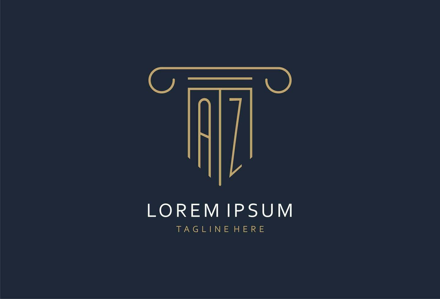 AZ initial with pillar shape logo design, creative monogram logo design for law firm vector