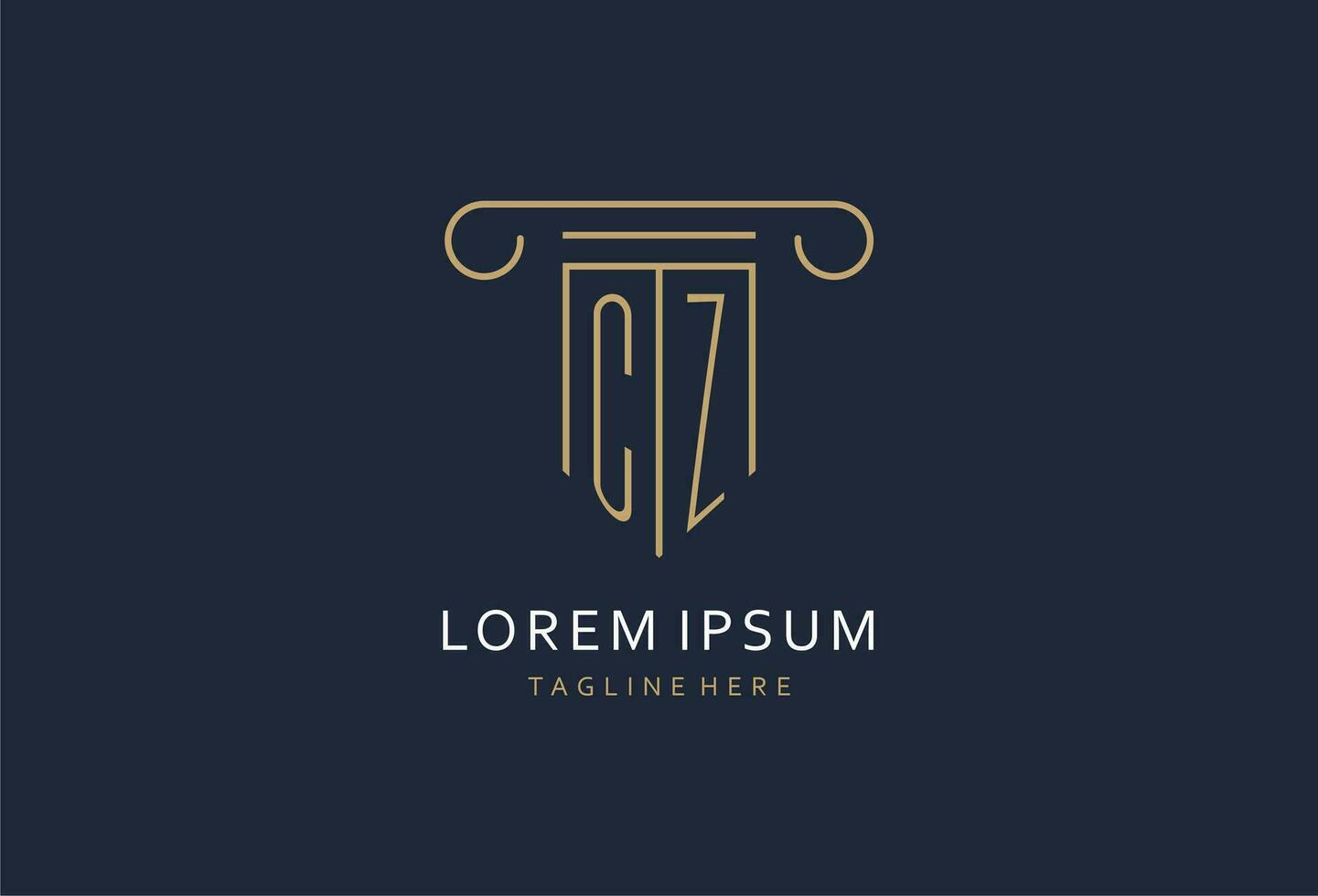 CZ initial with pillar shape logo design, creative monogram logo design for law firm vector