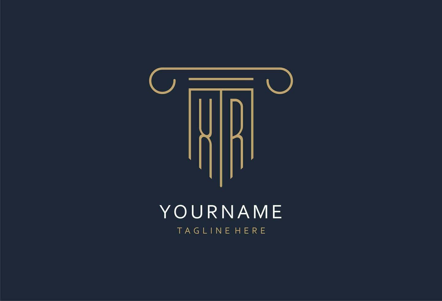 XR initial with pillar shape logo design, creative monogram logo design for law firm vector
