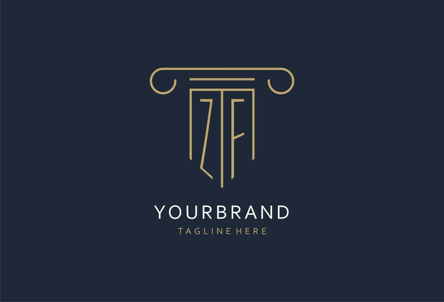 ZF initial with pillar shape logo design, creative monogram logo design for law firm vector
